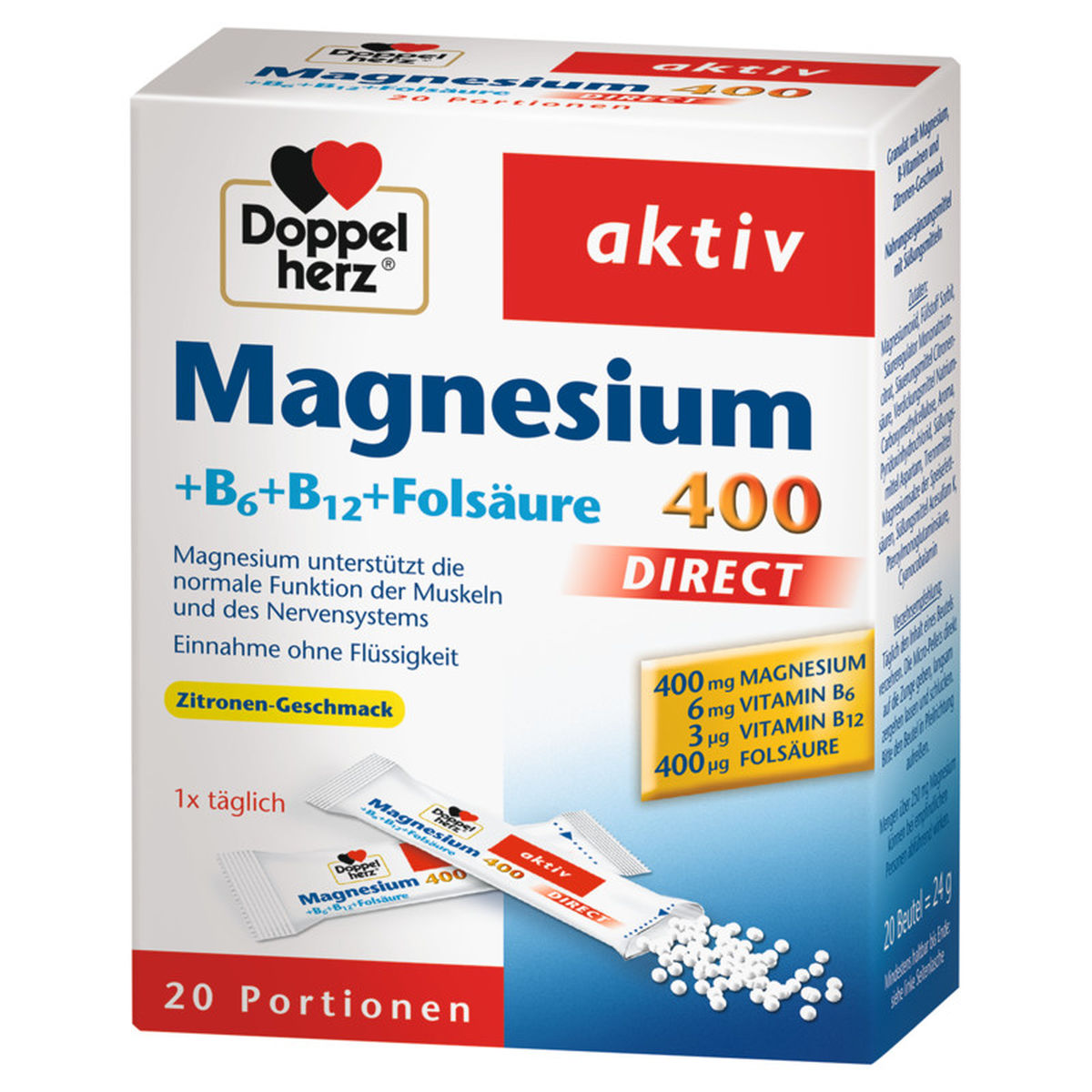 DOPPELHERZ Magnesium+B Vitamine DIRECT Pellets