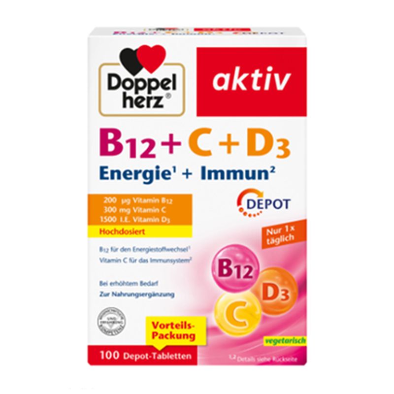 DOPPELHERZ B12+C+D3 Depot aktiv Tabletten
