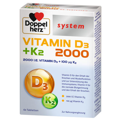 DOPPELHERZ Vitamin D3 2000+K2 system Tabletten